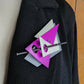 80s Metal Brooch Memphis Design Purple Gray Oversized Pin