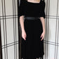 Vintage 80s Black Velvet Party Dress Puffed Sleeves Kappi I Magnin