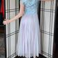 Vintage 50s Blue Party Dress Cinderella Style Brocade Top Long Mesh Skirt