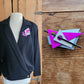 80s Metal Brooch Memphis Design Purple Gray Oversized Pin
