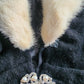 1950s Black Cardigan White Mink Fur Collar