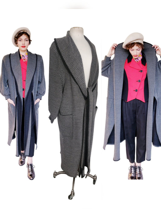 Vintage 90s Gray Wool Coat Victoria March Chicago Boutique Designer