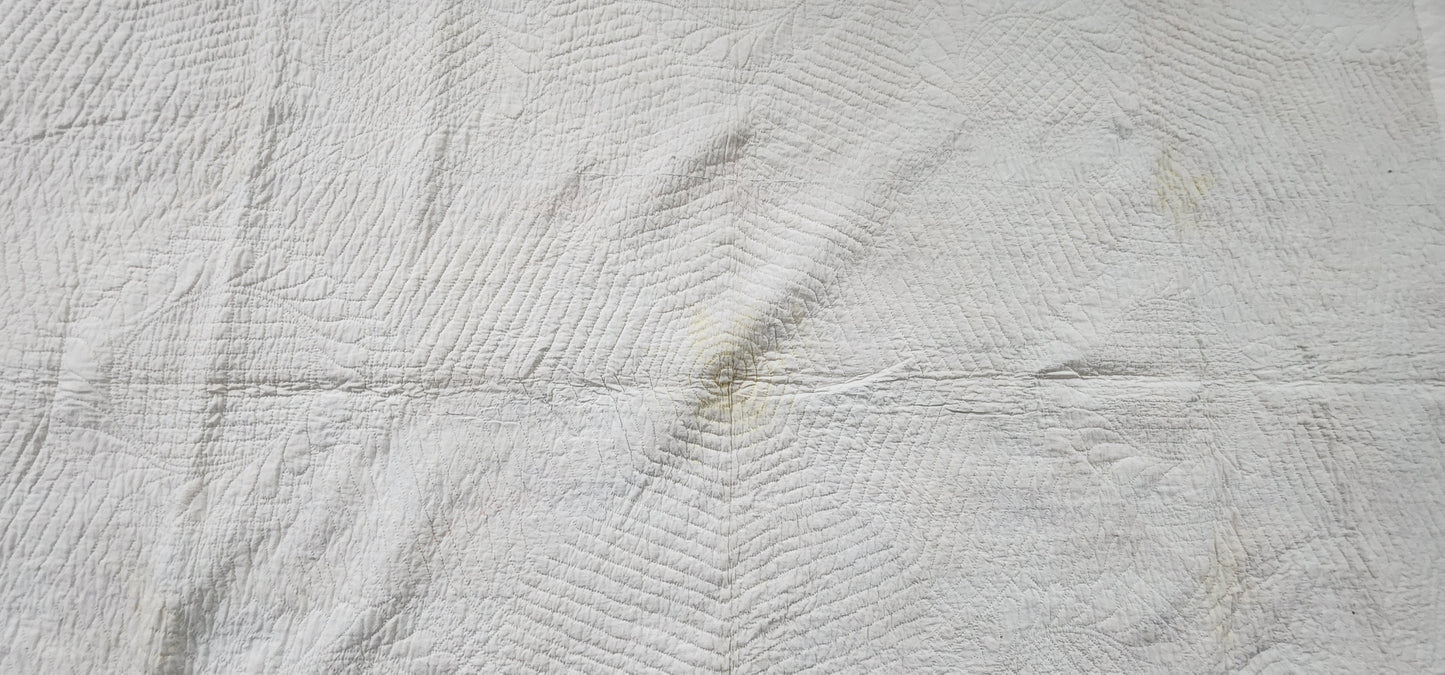 Antique American Quilt 1800s Broken Star Feather Wreath Hand-Quilted Cotton Pink Cheddar