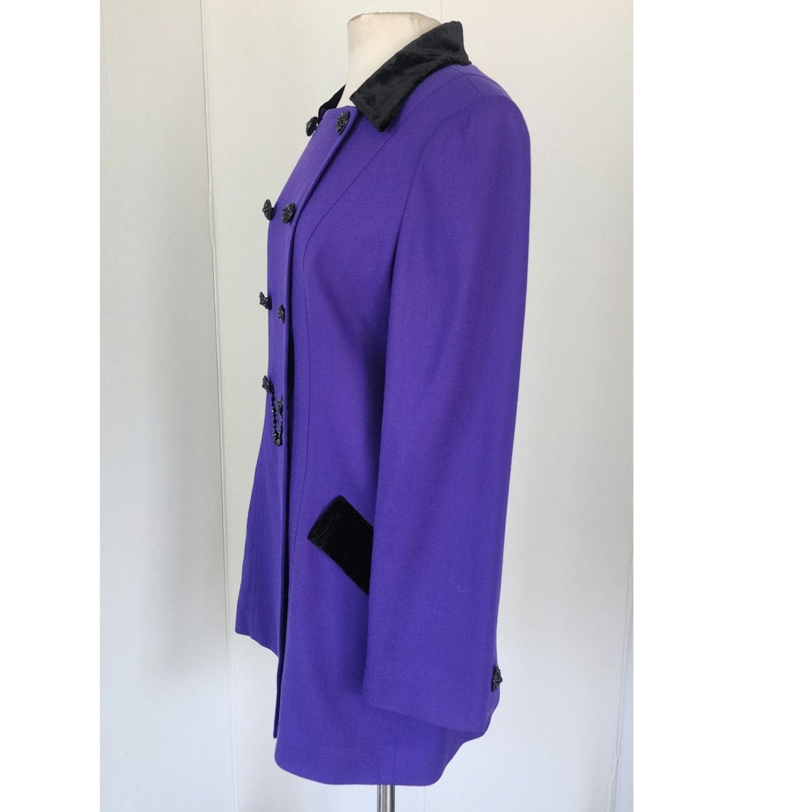 Vintage 90s Purple Blazer Badgley Mischka Long Jacket
