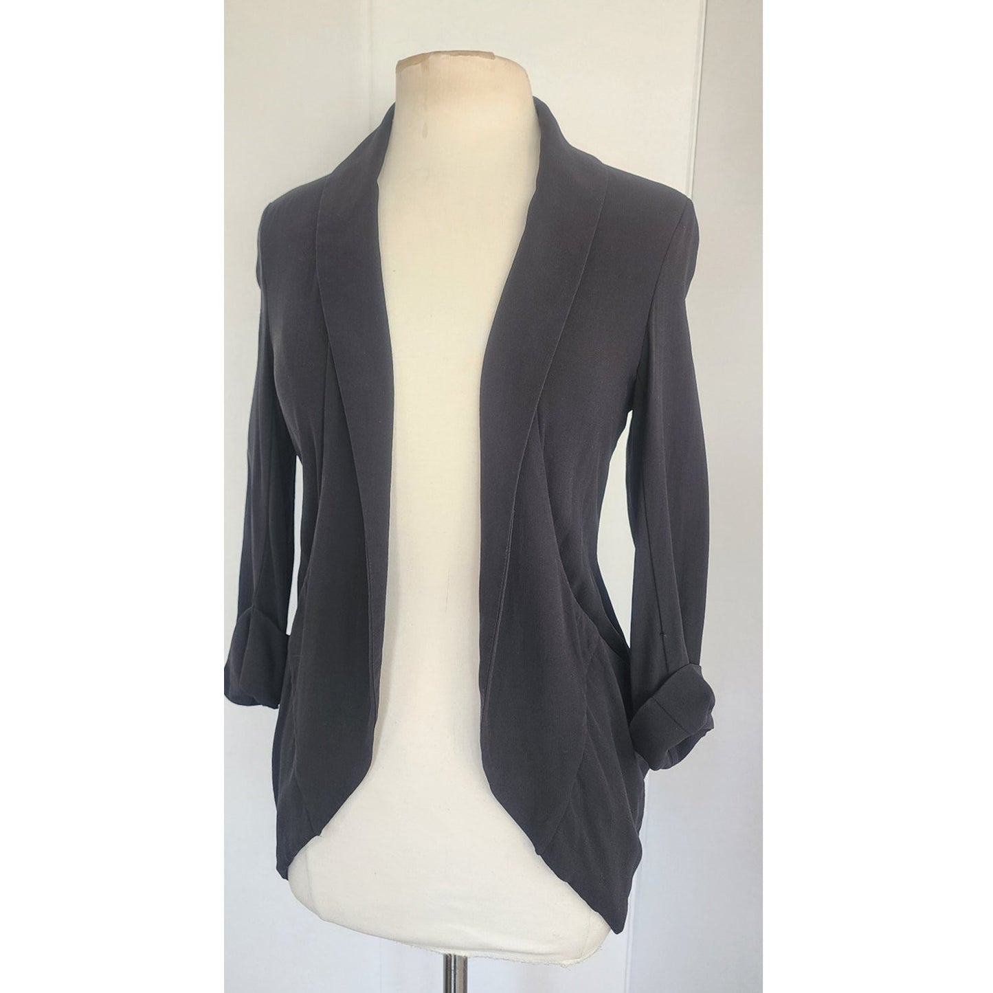 Vintage Eileen Fisher Blazer Black Silk Jacket Petite Minimalist