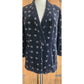 Vintage 80s Armani Blazer Womens Black Velvet Jacket w/ Cream Print / S