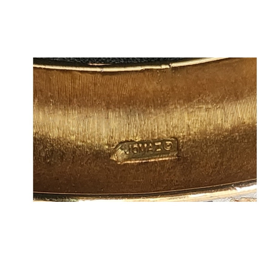 Vintage 70s Jomaz Bracelet Joseph Mazer Sculptural Brutalist Two Tone Gilt Clamper Bangle
