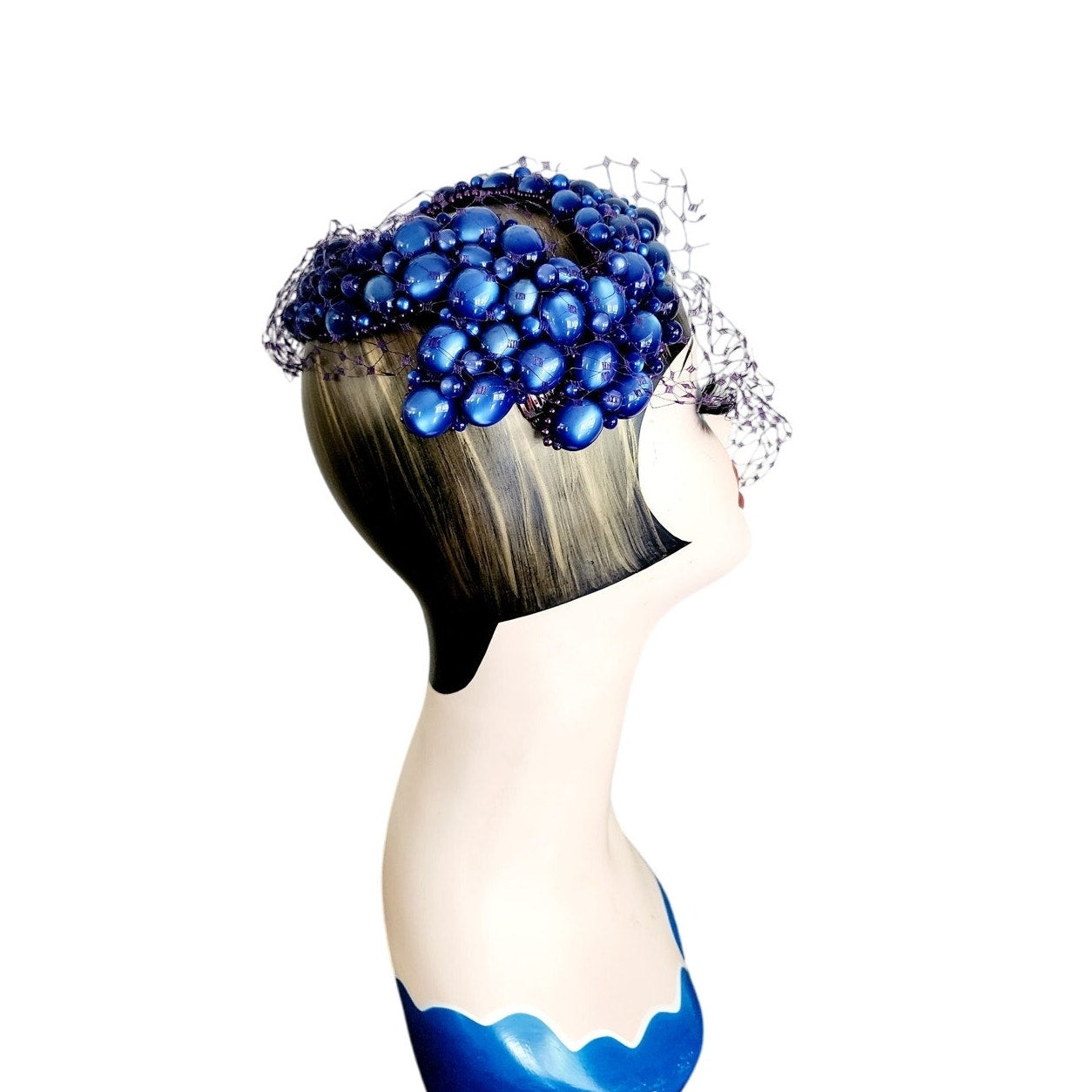 Vintage 50s Bes-Ben Hat Blue Moonstone Fascinator w/Veil