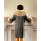 60s Gray Coat Cream Fox Fur Collar & Cuffs by Gino Rossi