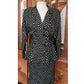 Vintage 80s Saint Romei Neiman Marcus Silk Polka Dot Peplum Jacket Fishtail Skirt Suit Set
