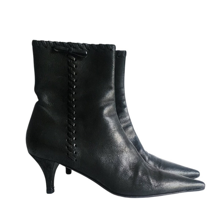 PRADA Ankle Boots Black Leather New in Box Size 38 VG++