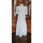 Vintage 80s Scott McClintock White Lace Dress Drop Waist Puffed Sleeves NWT