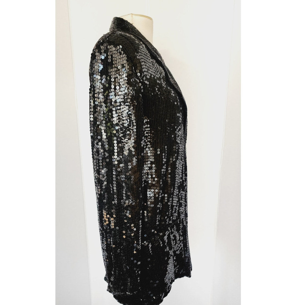 Vintage 80s Blazer Black Sequins & Beads Made in India