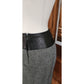 Vintage 80s Guy Laroche Boutique Pencil Skirt Gray Wool Tweed Black Leather Small