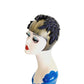 Vintage 50s Eggshell Style Hat Navy Blue Beaded Fascinator  Jeanette Gaffin