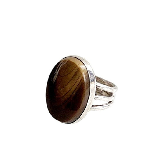 Vintage Large Topaz Ring Sterling Silver Band Size 8