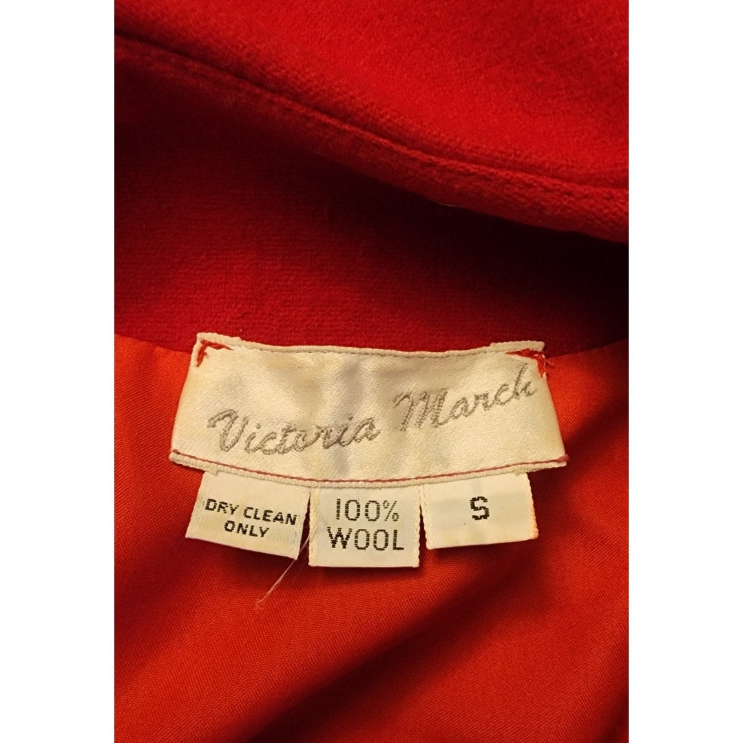 Vintage 90s Red Wool Swing Jacket Hip Length Coat Victoria March Chicago Designer