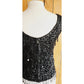 Vintage 60s Black Beaded Shell Top Dressy Sleeveless