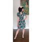 Vintage 40s Rayon Dress Green Pink Novelty Print Ancient Greek Greece Classical Art