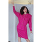 Vintage 80s St John Knit Skirt Suit Hot Pink Fuschia Santana Wool Blend