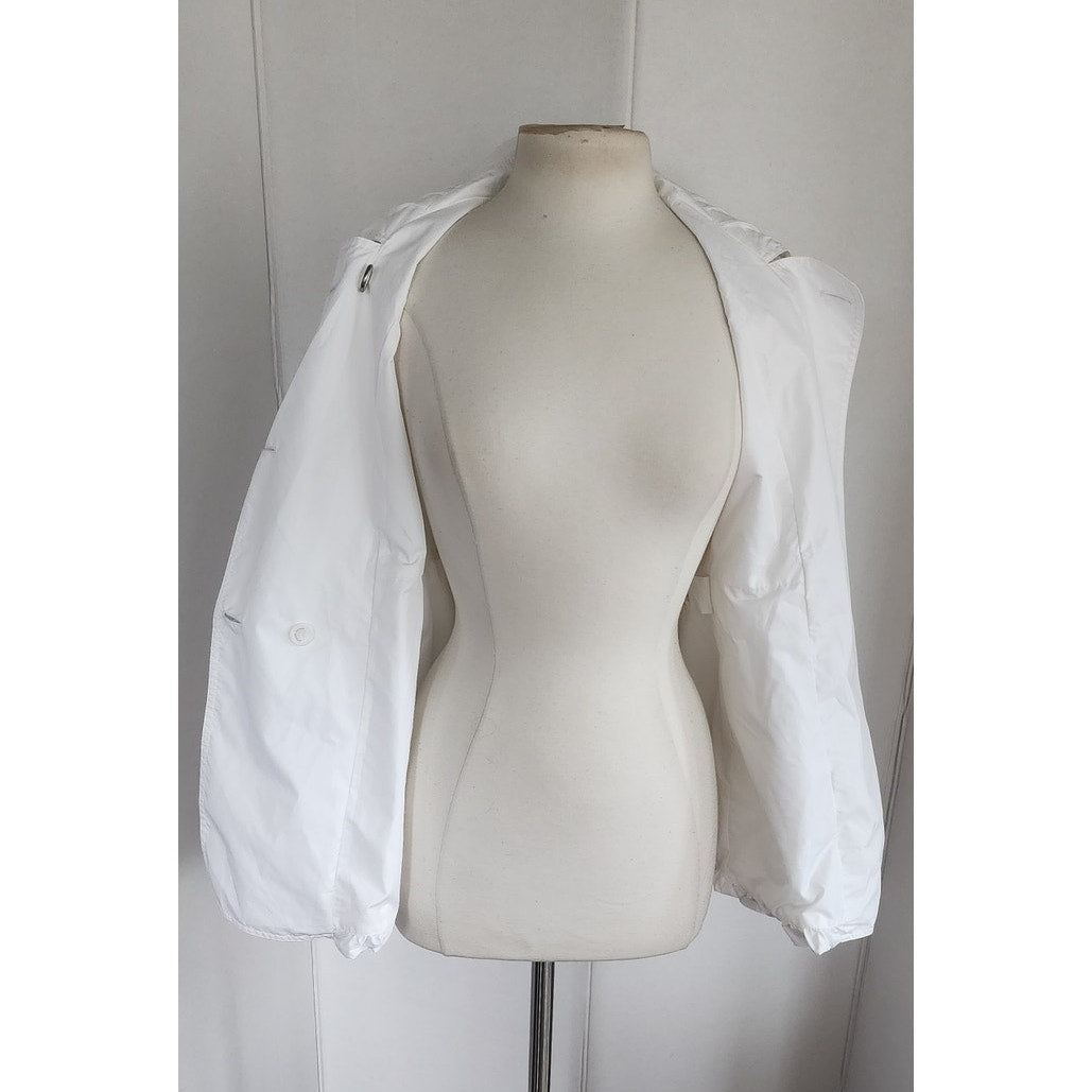 Vintage 90s Armani Short Trench White Coat Bubble Hem / S