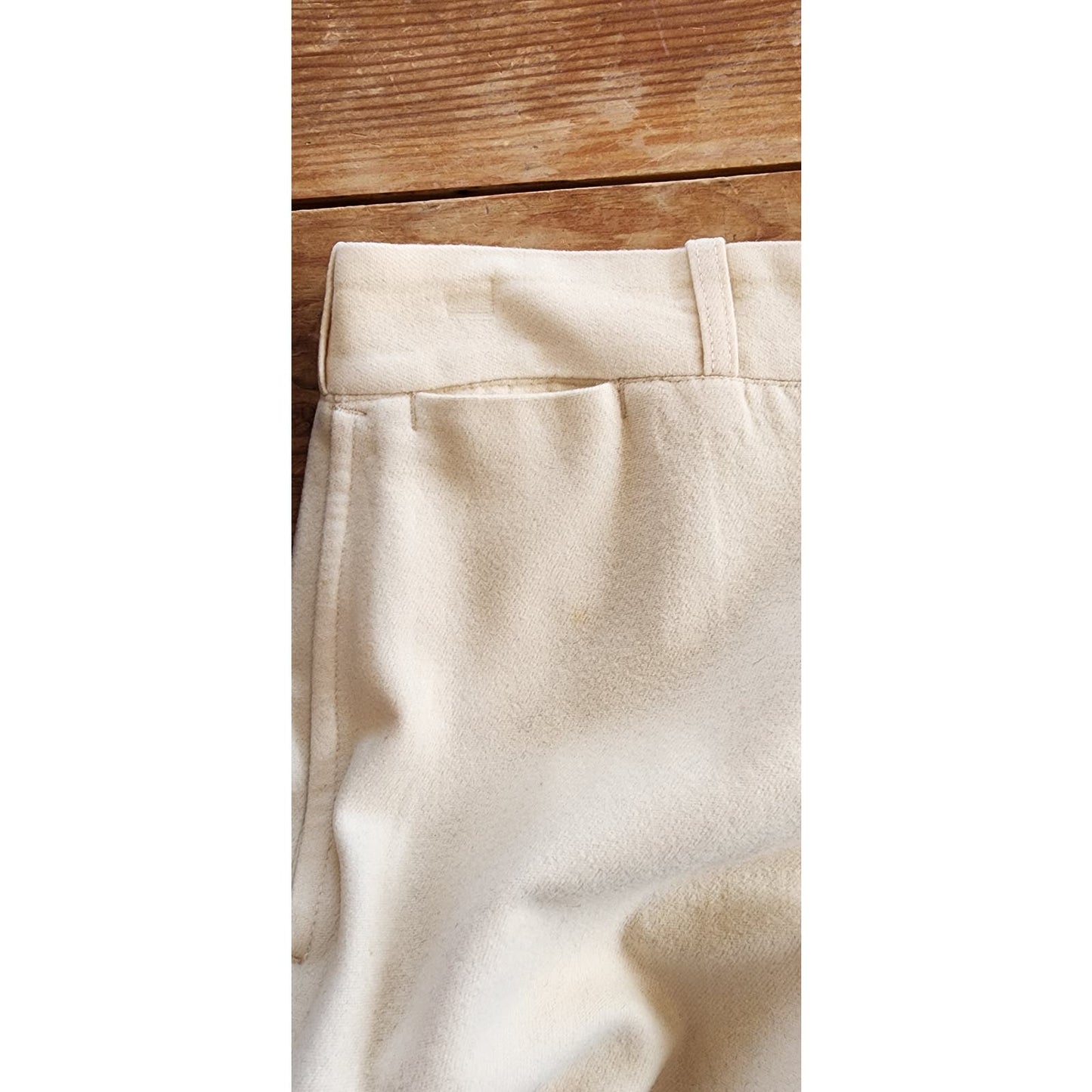 Vintage 30s Mens Pants Slacks Cream Wool 30x30