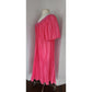 Vintage 70s Pink Caftan Dress Gauzy Crinkled Pleating & Crochet  / Chandni