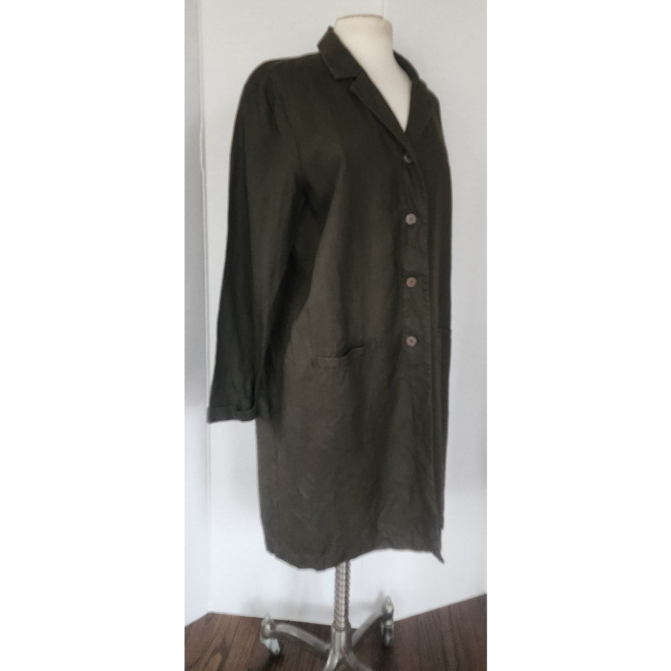 Vintage Eileen Fisher Chore Coat Brown Linen / L