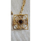 Vintage 60s Baroque Pendant Necklace Maltese Cross Gold Amber Brown Glass