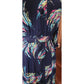 Vintage 40s Rayon Print Midi Dress Navy Blue Painterly Print / S