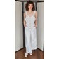 Vintage 70s Jumpsuit in White Cotton Big Pockets