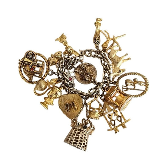 Vintage 50s 60s Gold Charm Bracelet Travel & Hobbies Novelty