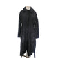 Vintage 2000s Sonia Rykiel Coat Dress / Black Trench Belted Raincoat Ruffled Skirt + Hood / M