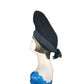 Vintage 1930s Black Tilt Hat Sculptural High Crown Feather Asymmetrical Art Deco 23"