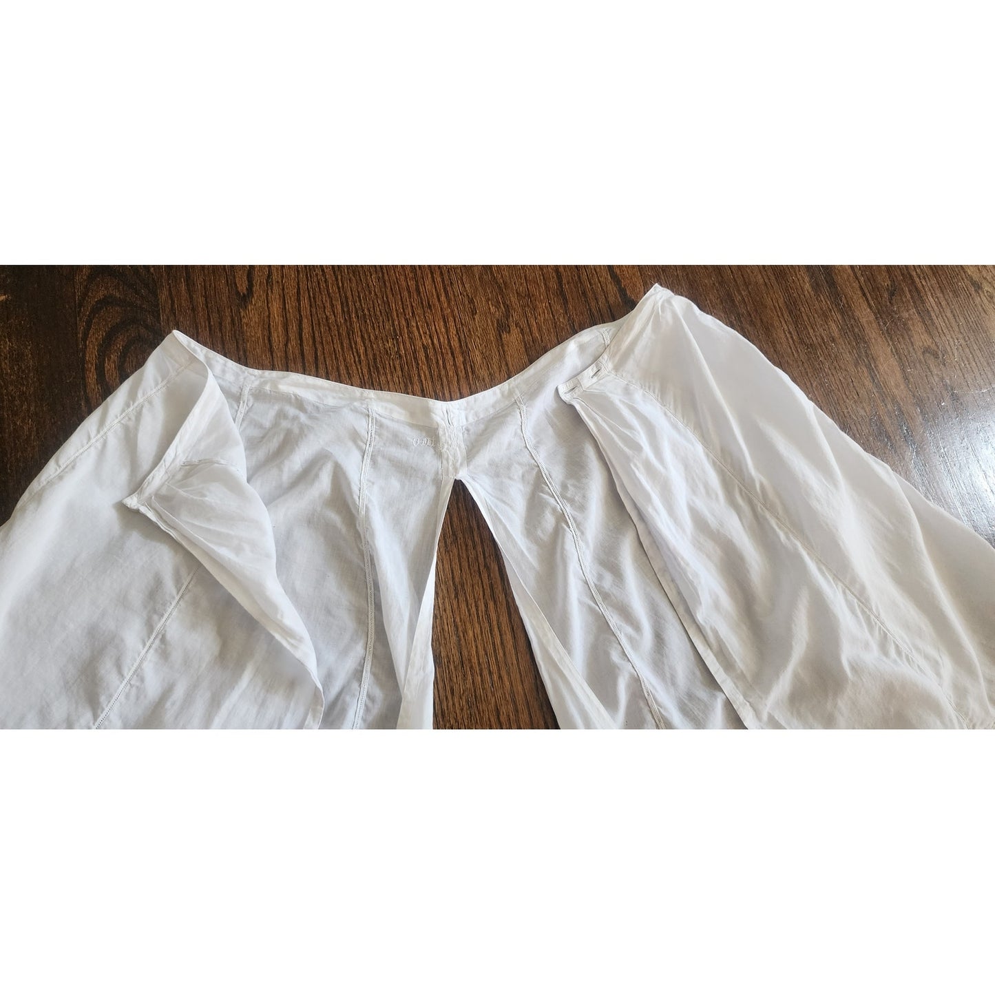 Antique White Cotton Bloomers Underwear Pantaloons Open Crotch Lace Trim