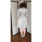 Vintage 60s Wedding Dress Silver Gray Silk w/ Fur Cuffs + Veiled Hat