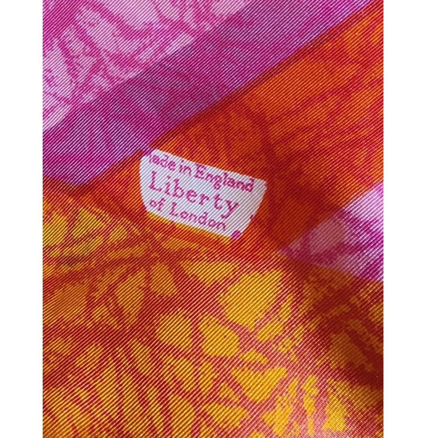 Vintage 70s Liberty of London Silk Scarf Large Orange Pink Diagonal Stripe