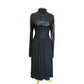 Vintage 1970s Black Maxi Dress Silk Knit Sequined Lurex Pat Sandler Dress Long Sleeve S