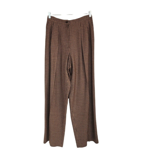 Vintage 80s Wool Pants Anne Klein II Brown Houndstooth / M