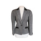 Vintage 80s GUY LAROCHE Gray Tweed Blazer Black Leather Collar / M