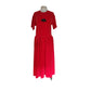 Vintage 1990s Sonia Rykiel Red Dress Red Velour Drop Waist w/Logo Emblem