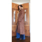 Vintage 70s Shearling Coat Brown Suede Long Parka Double Breasted