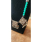 Vintage Tibetan Nepali Bib Necklace Dyed Agate Blue Beads Sterling Silver Clasp