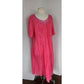 Vintage 1970s Pink Summer Dress Caftan Tent Moomoo Crinkled Pleating & Crochet