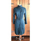 Vintage 80s Liz Claiborne Button Down Dress Green Blue Print