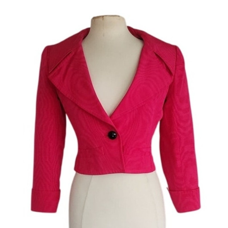 Vintage 90s YSL Saint Laurent Blazer Fuschia Silk Rive Gauche