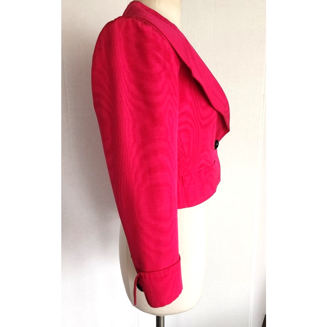 Vintage 90s YSL Saint Laurent Blazer Fuschia Silk Rive Gauche
