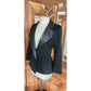 Vintage 90s CLAUDE BERT Black Blazer Tuxedo Tailcoat Fishtail Jacket Satin Lapel