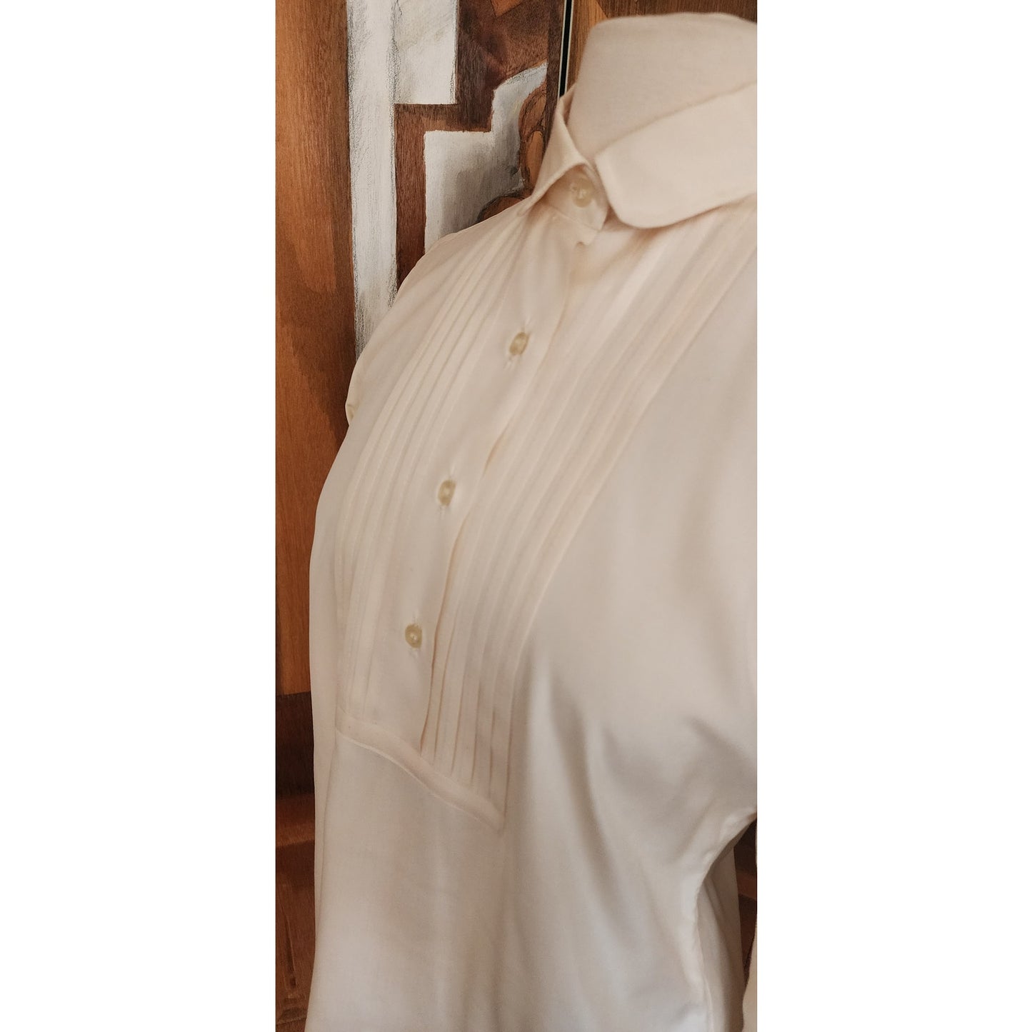 Vintage 80s BURBERRYS Cream Silk Blouse Pleated Front / M