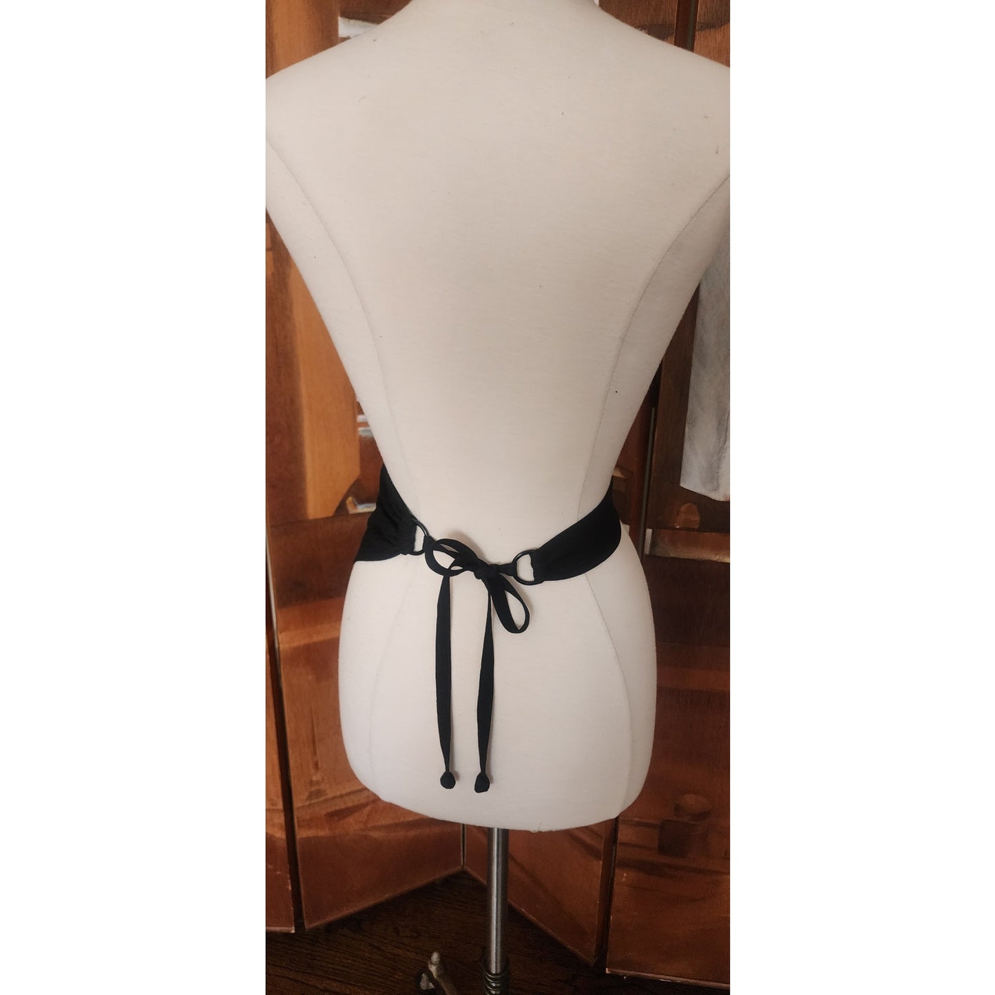 Vintage 1980s Jean Muir Belt Black Fabric Sash Wrap Tie Asymmetrical